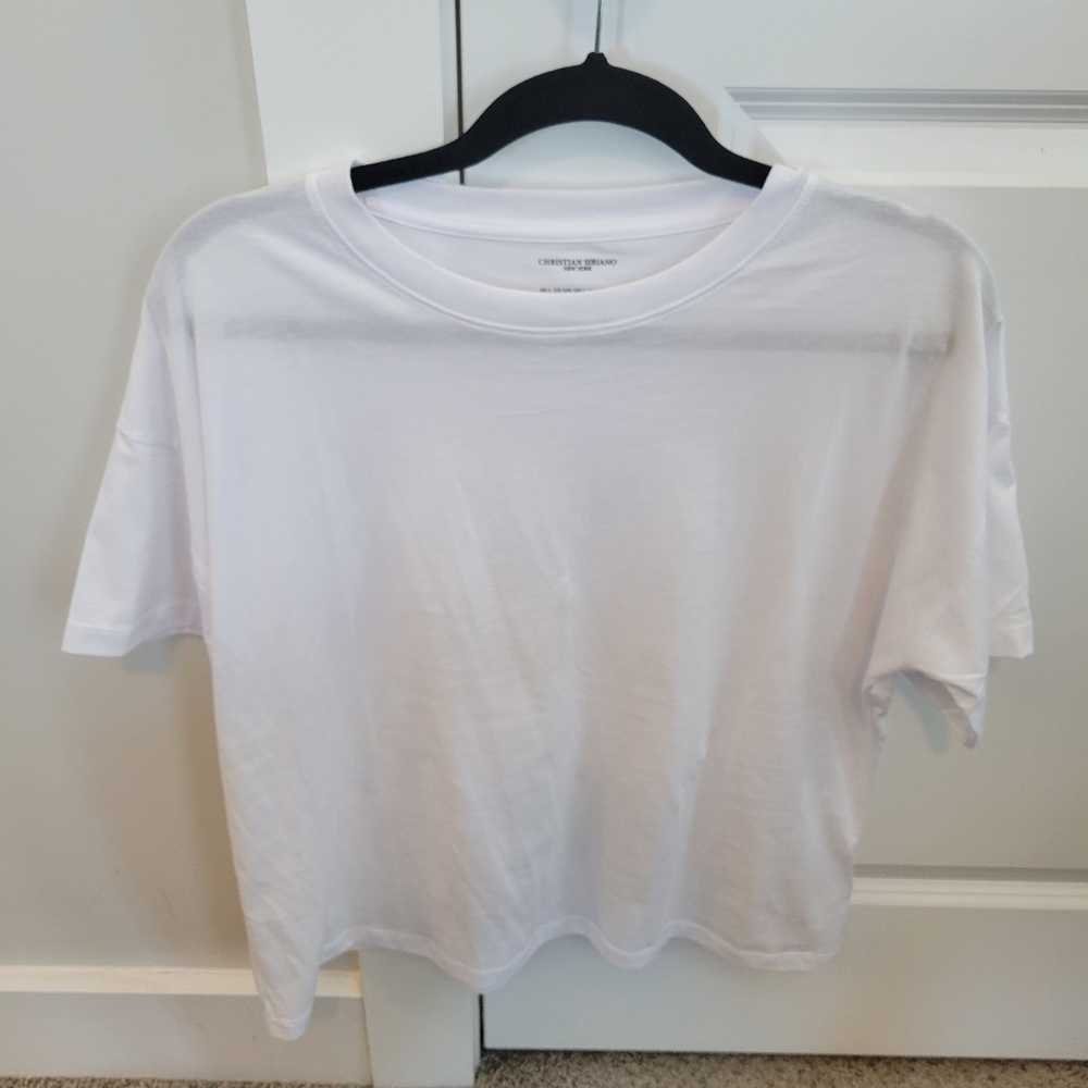 Christian Siriano Cropped Tshirt Color White Size Large